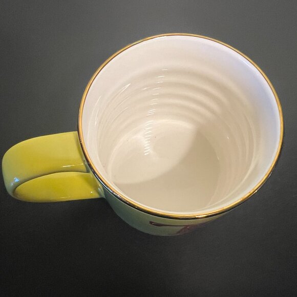 Opalhouse Letter T Monogram Initial Yellow Stoneware Mug ~ Metallic Gold Trim - Picture 4 of 7